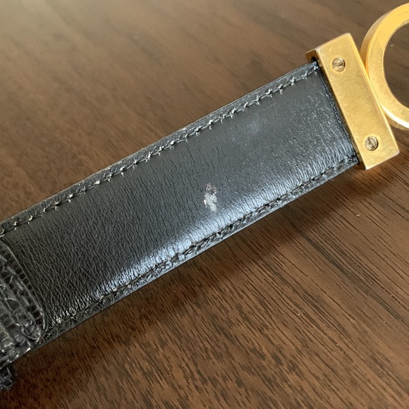 SALVATORE  Ferragamo 2101 Gancini leather belt goldtone hardware Vintage sz 75 - Picture 7 of 8
